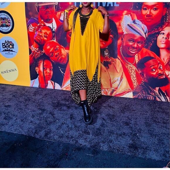 O.K. Mike African Traditional Dress - yellow tribal Resort Dress One Size - Picture 2 of 6